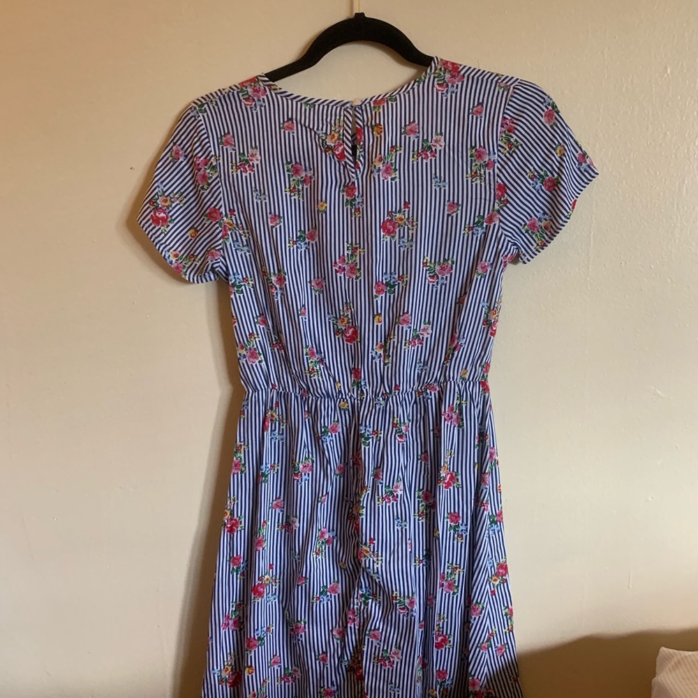 Blue Striped Floral Dress